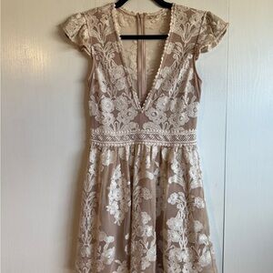 For Love And Lemons Cream Lace Mini Dress